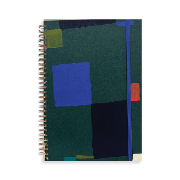 Green Square Composition B5 notebook by Moglea featuring a vibrant green cover and compact A5 size for note-taking and journaling.