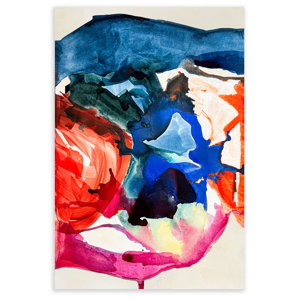 Moglea Surge art print featuring abstract wave design in soft pastel colors on textured paper.