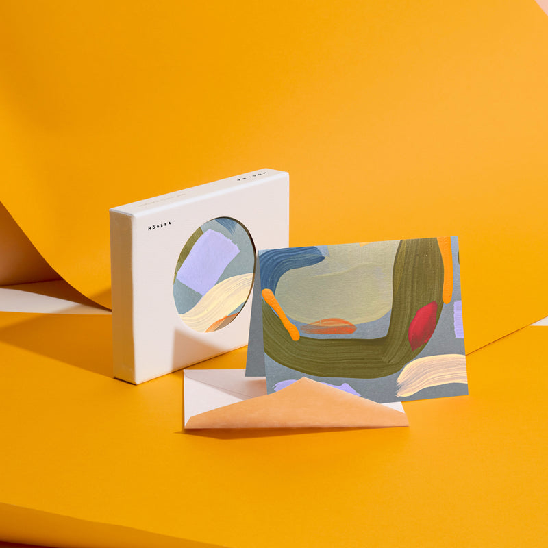 Moglea Villa Stationery Set with elegant paper, envelopes, and writing accessories arranged on a white background.